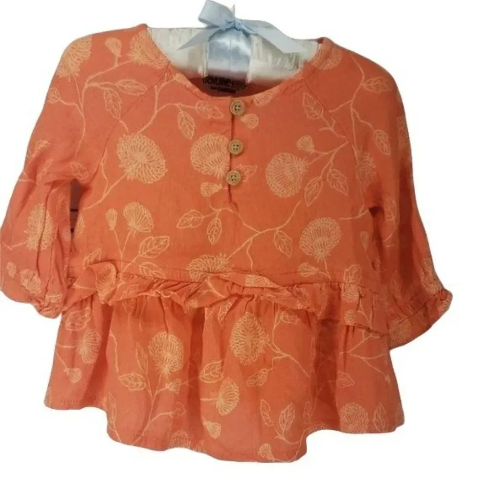 Osh kosh Genuine Kids 18 months Orange Fall Floral Infant Top blouse peplum bott
